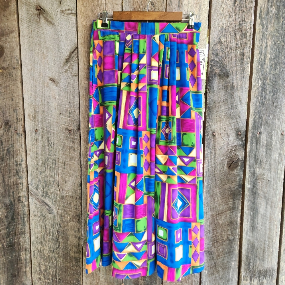 Tropics Midi Skirt Beachy Geometric Colorful Medium